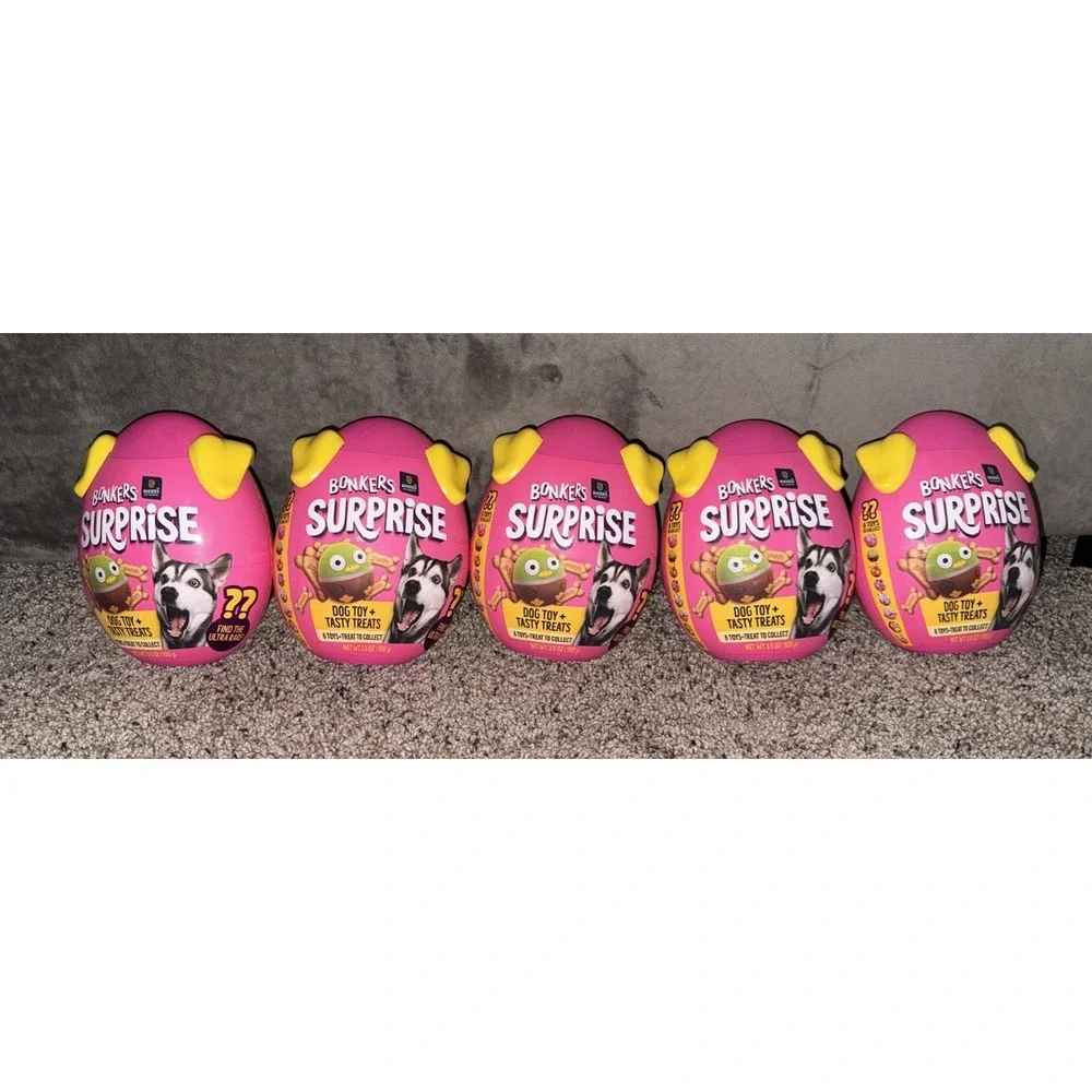 Lot of 5 Bonkers Surprise Dog Toy + Tasty Treats Pack‎